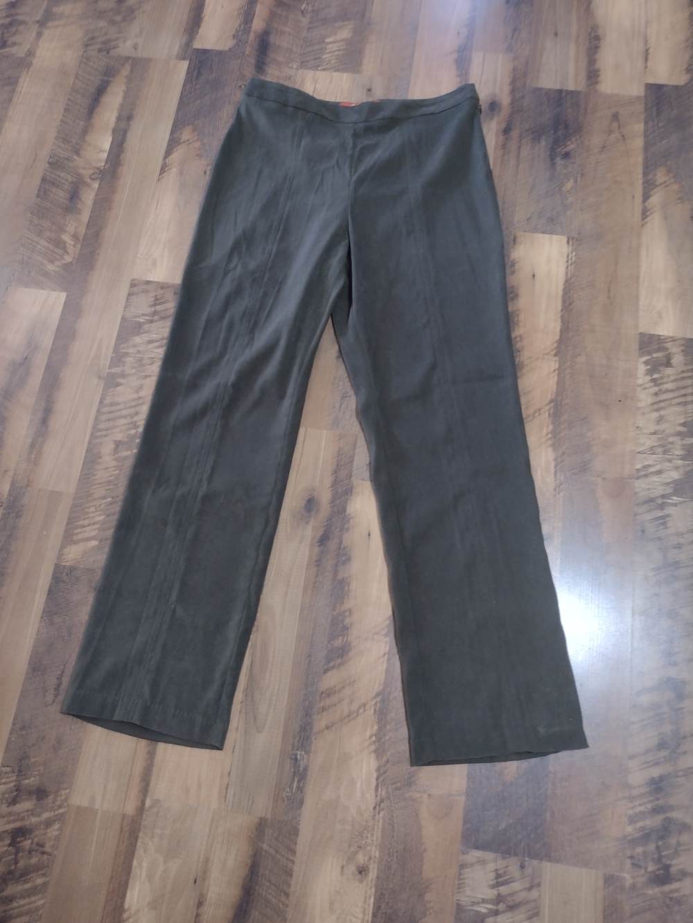 High-Rise Olive Green Suede-Look Pants Size 12